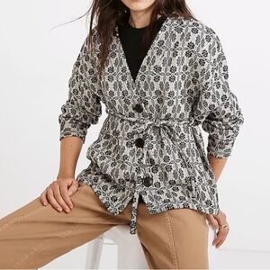 NWT Madewell Geometric Jacquard Tie-Waist Jacket